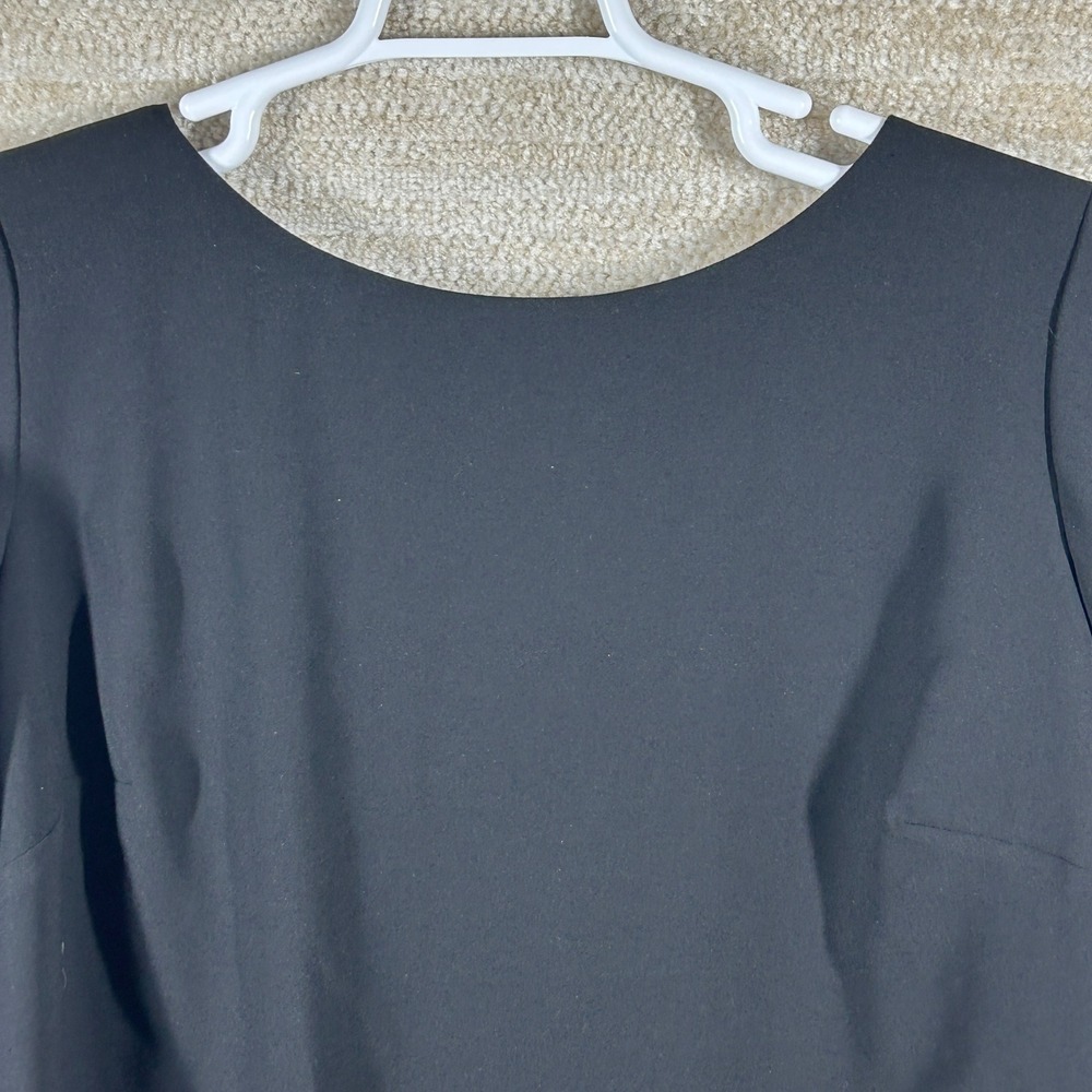 Talbots Woman Womens Quiet Luxury Scalloped Tulip Back Blouse Black 1X Coquette